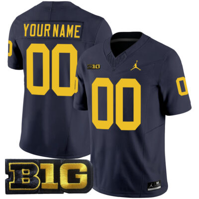 Custom Michigan Wolverines Football Navy Vapor F.U.S.E Limited Jersey w/ B1G Patch - All Stitched