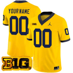 Custom Michigan Wolverines Football Maize Vapor F.U.S.E Limited Jersey w/ B1G Patch - All Stitched