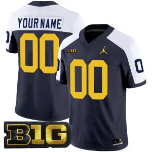 Custom Michigan Wolverines Football Navy Alternate Vapor F.U.S.E Limited Jersey w/ B1G Patch - All Stitched