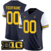 Custom Michigan Wolverines Football Alternate Navy Vapor F.U.S.E Limited Jersey w/ B1G Patch - All Stitched