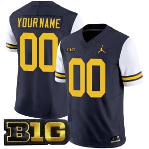 Custom Michigan Wolverines Football Alternate Navy Vapor F.U.S.E Limited Jersey w/ B1G Patch - All Stitched
