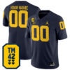Custom Michigan Wolverines Football Navy Game Jersey w/ TM42 Patch - All Stitched