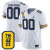 Custom Michigan Wolverines Football White Game Jersey w/ TM42 Patch - All Stitched