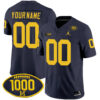 Custom Michigan Wolverines Football 1000 Wins Navy Jersey - All Stitched