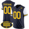 Custom Michigan Wolverines Football 1000 Wins Alternate Navy Jersey - All Stitched