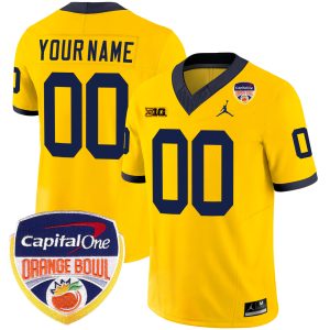 Custom Michigan Wolverines Football Orange Bowl Maize Jersey - All Stitched
