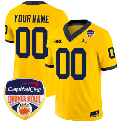 Custom Michigan Wolverines Football Orange Bowl Maize Jersey - All Stitched