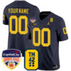 Custom Michigan Wolverines Football Orange Bowl w/ TM42 Patch Navy Jersey - All Stitched