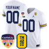 Custom Michigan Wolverines Football Orange Bowl w/ TM42 Patch White Jersey - All Stitched