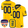 Custom Michigan Wolverines Football Orange Bowl w/ TM42 Patch Maize Jersey - All Stitched