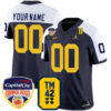 Custom Michigan Wolverines Football Orange Bowl w/ TM42 Patch Navy Alternate Jersey - All Stitched