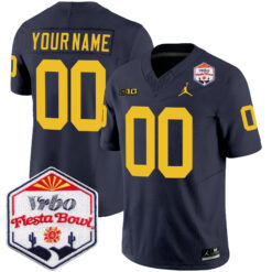 Custom Michigan Wolverines Football Fiesta Bowl Navy Jersey - All Stitched