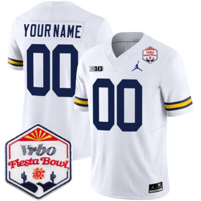 Custom Michigan Wolverines Football Fiesta Bowl White Jersey - All Stitched