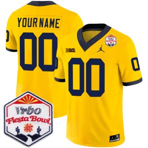 Custom Michigan Wolverines Football Fiesta Bowl Maize Jersey - All Stitched