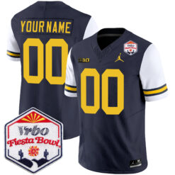 Custom Michigan Wolverines Football Fiesta Bowl Alternate Navy Jersey - All Stitched