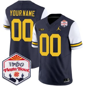 Custom Michigan Wolverines Football Fiesta Bowl Alternate Navy Jersey - All Stitched