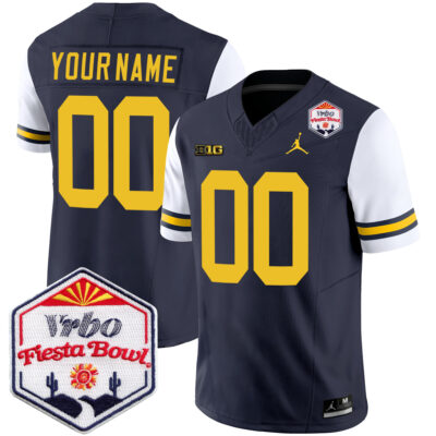 Custom Michigan Wolverines Football Fiesta Bowl Alternate Navy Jersey - All Stitched
