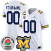 Custom Michigan Wolverines Football Rose Bowl White Jersey - All Stitched