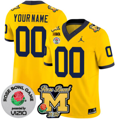 Custom Michigan Wolverines Football Rose Bowl Maize Jersey - All Stitched