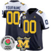 Custom Michigan Wolverines Football Rose Bowl Navy Alternate Jersey - All Stitched