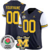 Custom Michigan Wolverines Football Rose Bowl Alternate Navy Jersey - All Stitched