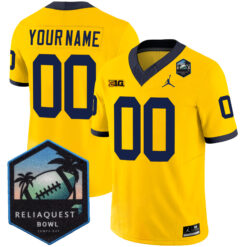Custom Michigan Wolverines Football ReliaQuest Bowl Maize Jersey - All Stitched