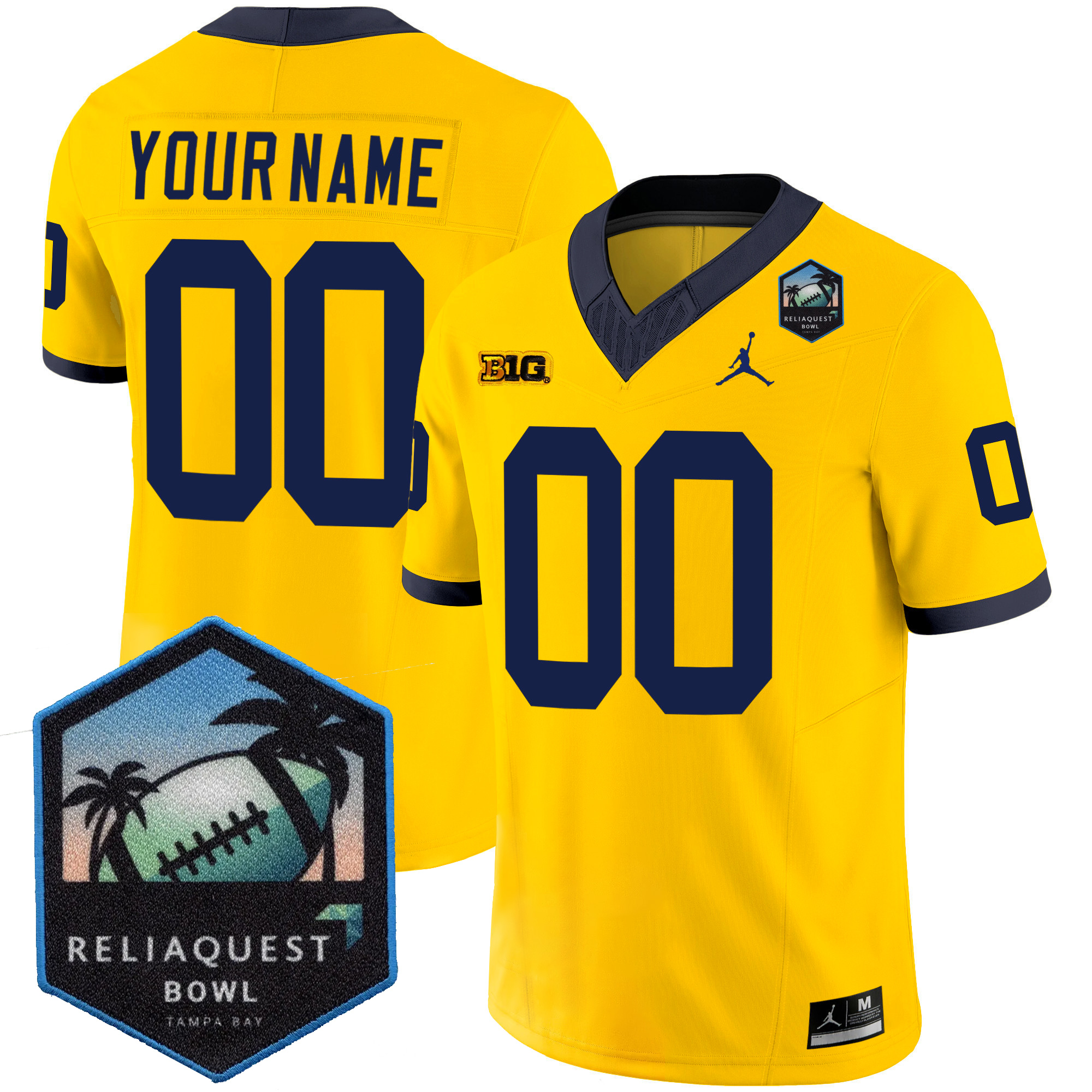 Custom Michigan Wolverines Football ReliaQuest Bowl Maize Jersey - All Stitched