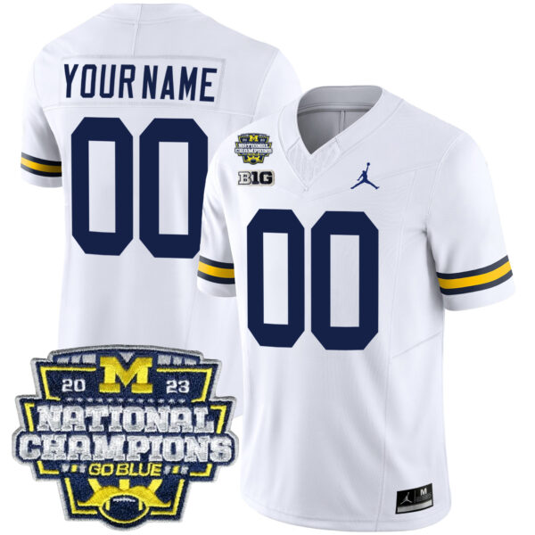 Custom Michigan Wolverines Football CFP National Championship White Jersey - All Stitched