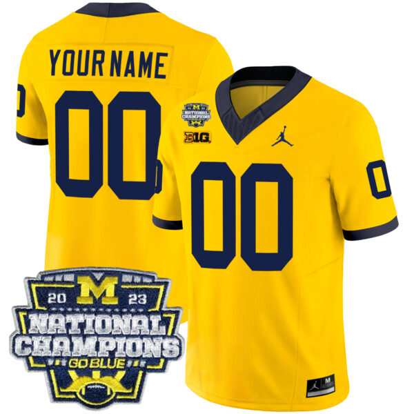 Custom Michigan Wolverines Football CFP National Championship Maize Jersey - All Stitched