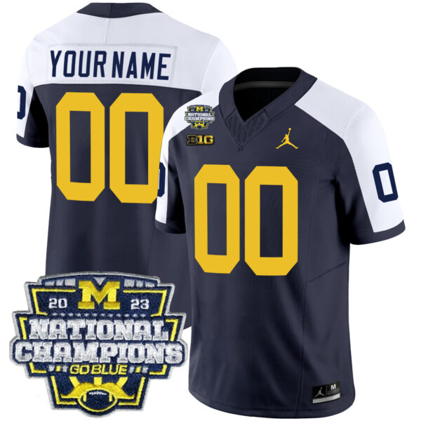 Custom Michigan Wolverines Football CFP National Championship Navy Alternate Jersey - All Stitched