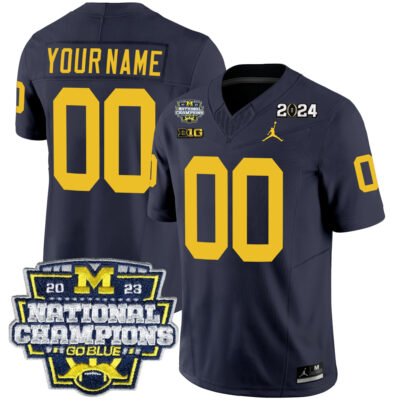 Custom Michigan Wolverines Football 2023 CFP National Championship Navy Jersey - All Stitched