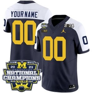 Custom Michigan Wolverines Football 2023 CFP National Championship Navy Alternate Jersey - All Stitched