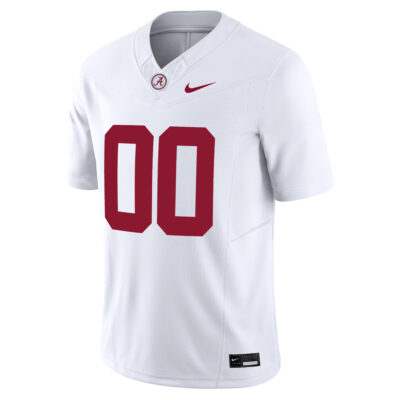 Alternative view of Custom Alabama Crimson Tide Football White Jersey - All Stitched