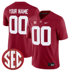 Custom Alabama Crimson Tide Football Crimson Game Jersey w/ SEC Patch - All Stitched