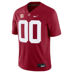 Alternative view of Custom Alabama Crimson Tide Football Crimson Game Jersey w/ SEC Patch - All Stitched