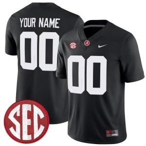 Custom Alabama Crimson Tide Football Black Game Jersey w/ SEC Patch - All Stitched