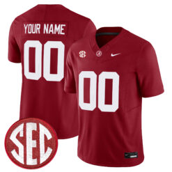 Custom Alabama Crimson Tide Football Crimson Jersey w/ SEC Patch - All Stitched