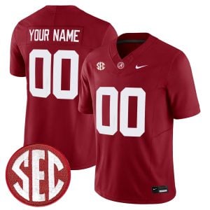 Custom Alabama Crimson Tide Football Crimson Jersey w/ SEC Patch - All Stitched