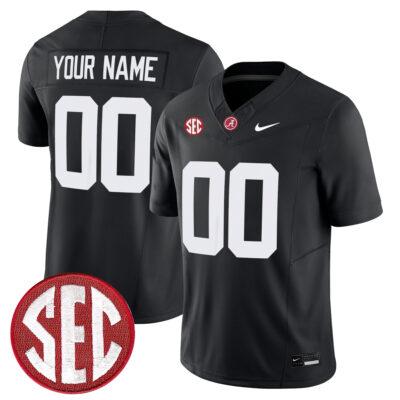 Custom Alabama Crimson Tide Football Black Jersey w/ SEC Patch - All Stitched