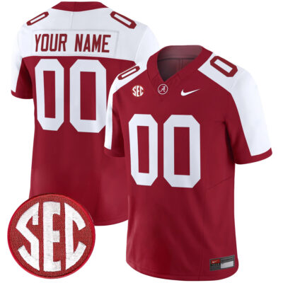 Custom Alabama Crimson Tide Football Alternate Crimson Jersey w/ SEC Patch - All Stitched
