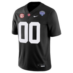 Alternative view of Custom Alabama Crimson Tide Football Cotton Bowl Black Game Jersey - All Stitched