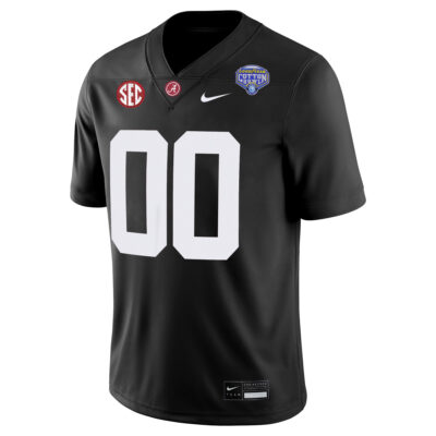 Alternative view of Custom Alabama Crimson Tide Football Cotton Bowl Black Game Jersey - All Stitched