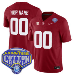 Custom Alabama Crimson Tide Football Cotton Bowl Crimson Jersey - All Stitched