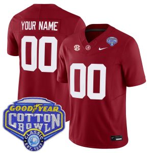 Custom Alabama Crimson Tide Football Cotton Bowl Crimson Jersey - All Stitched