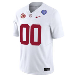 Alternative view of Custom Alabama Crimson Tide Football Cotton Bowl White Jersey - All Stitched
