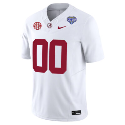 Alternative view of Custom Alabama Crimson Tide Football Cotton Bowl White Jersey - All Stitched