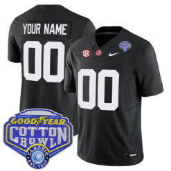 Custom Alabama Crimson Tide Football Cotton Bowl Black Jersey - All Stitched