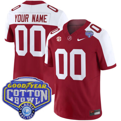 Custom Alabama Crimson Tide Football Cotton Bowl Alternate Crimson Jersey - All Stitched