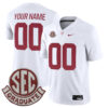 Custom Alabama Crimson Tide Football White Game Jersey w/ SEC Graduate Patch - All Stitched