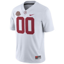 Alternative view of Custom Alabama Crimson Tide Football White Game Jersey w/ SEC Graduate Patch - All Stitched